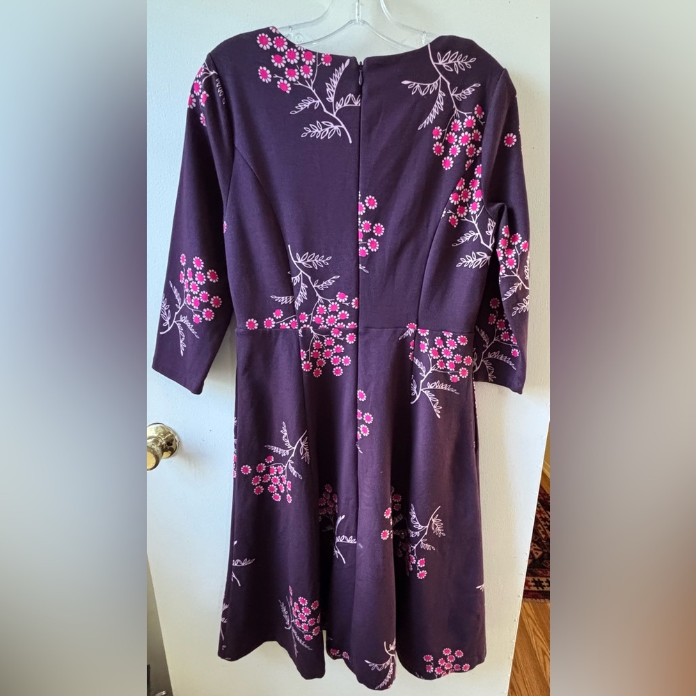 BODEN cherry blossom A LINE MIDI dress Lined PLUM COLOR US 8 petite - Picture 5 of 8